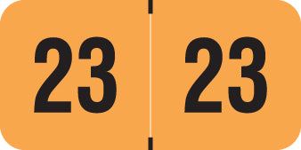 PMA Fluorescent Orange Year 23 Labels, 3/4" X 1-1/2" Laminated- Roll of 500