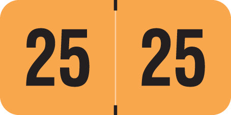 PMA Fluorescent Orange Year 25 Labels, 3/4" X 1-1/2" Laminated- Roll of 500