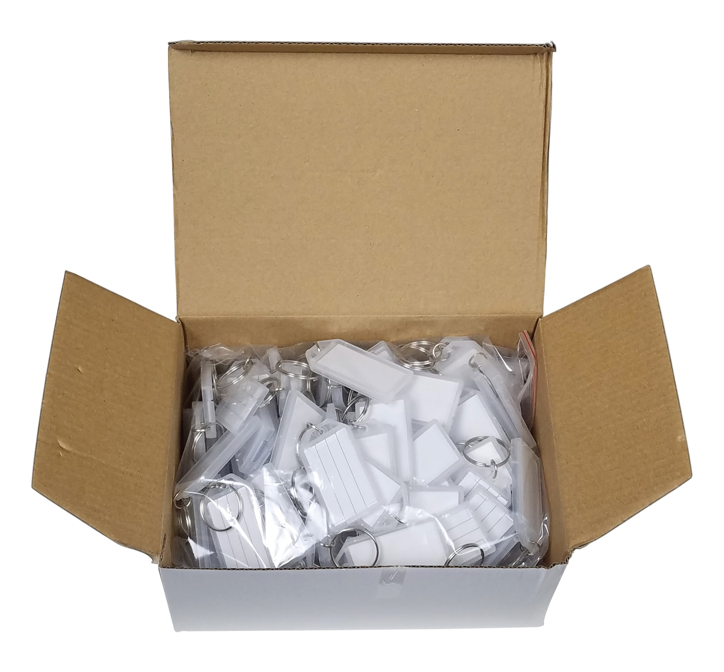 Plastic Key Tags with Split Ring & Label Window, 1-1/8" x 2-1/4" (Box of 100)