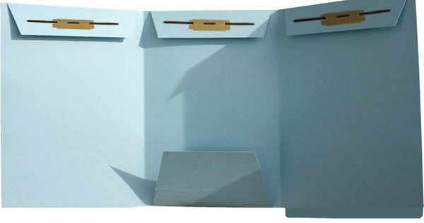 Patent and Trademark Folder, End Tab for Shelf Filing, Blue - "U.S. TRADEMARK APPLICATION" 3 fasteners (box of 25)