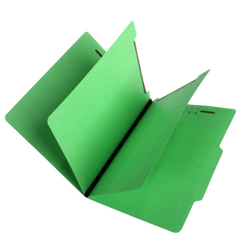 SJ Paper S59704 15 Pt. Green Classification Folders, 2/5 Cut ROC Top Tab, Letter Size, 2 Dividers (Box of 25) - Nationwide Filing Supplies