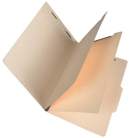 SJ Paper S59710 15 Pt. Manila Classification Folders, 2/5 Cut ROC Top Tab, Legal Size, 2 Dividers (Box of 25) - Nationwide Filing Supplies
