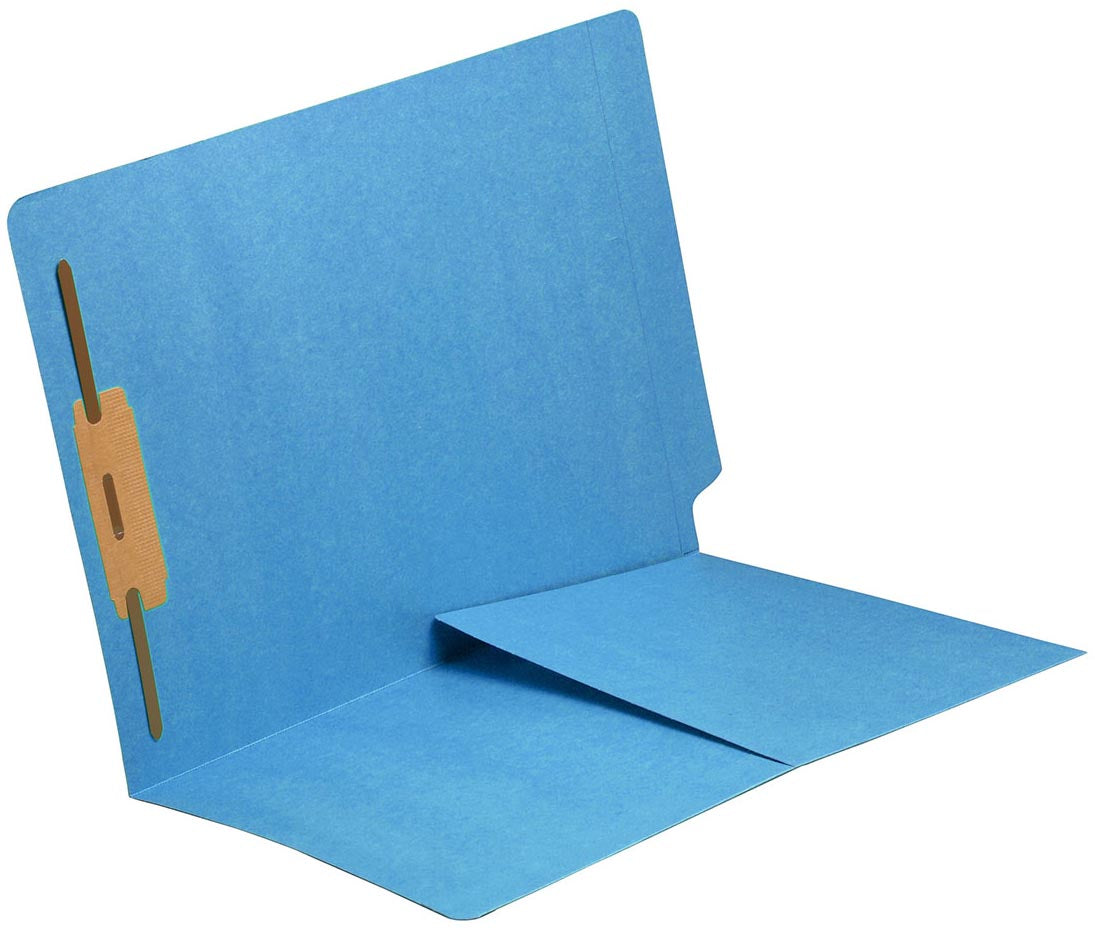 11 pt Color Folders, Full Cut End Tab, Letter Size, 1/2 Pocket Inside Front, Fastener Pos #1 (Box of 50) - Nationwide Filing Supplies