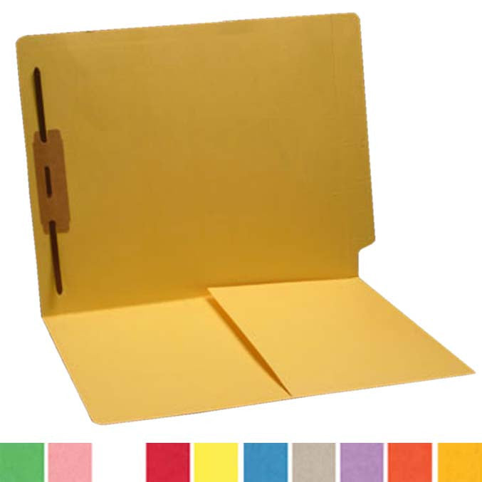 11 pt Color Folders, Full Cut End Tab, Letter Size, 1/2 Pocket Inside Front, Fastener Pos #1 (Box of 50) - Nationwide Filing Supplies