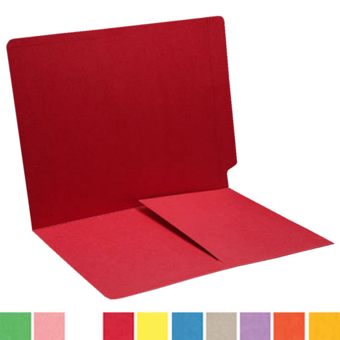 11 pt Color Folders, Full Cut End Tab, Letter Size, 1/2 Pocket Inside Front (Box of 50) - Nationwide Filing Supplies
