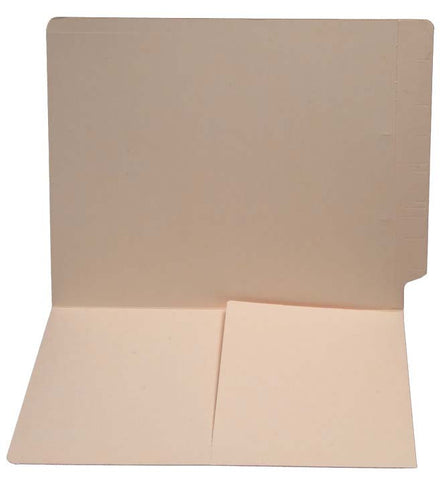 14 pt Manila Folders, Full Cut End Tab, Letter Size, 1/2 Pocket Inside Front (Box of 50) - Nationwide Filing Supplies