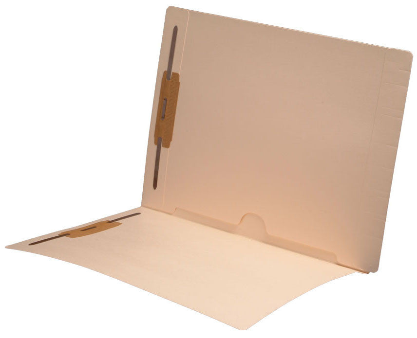 11 pt Manila Folders, Full Cut End Tab, Letter Size, Full Open Bottom Back Pocket, Fasteners Pos #1 & #3 (Box of 50) - Nationwide Filing Supplies