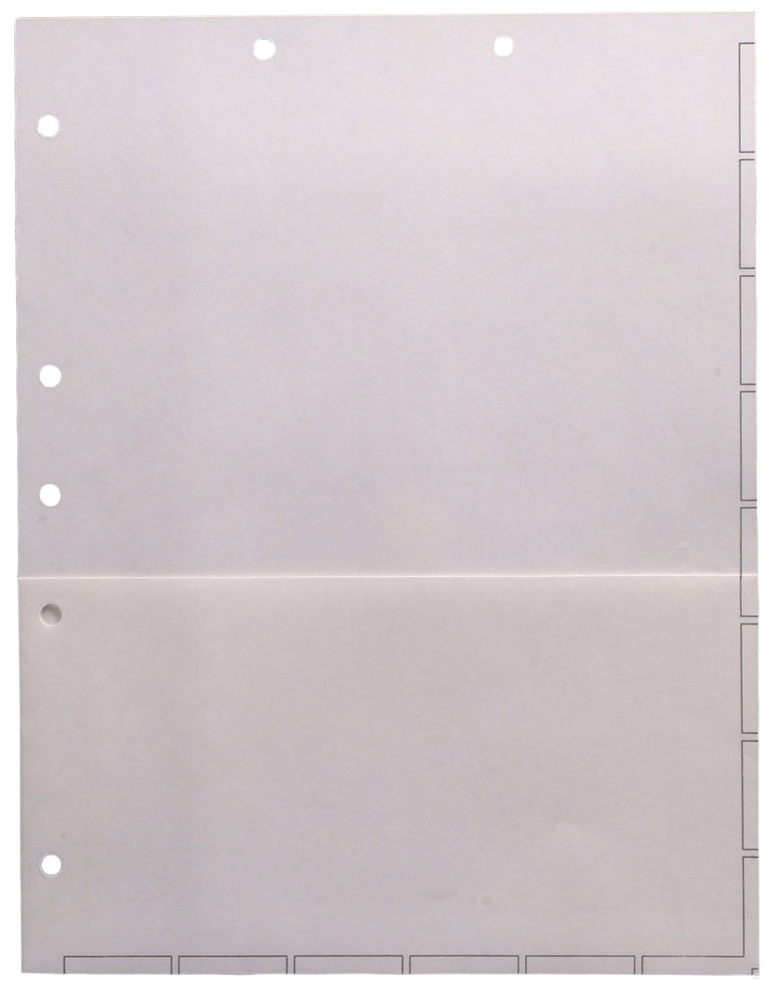 Chart Divider Sheets for Stick-On Tabs, Letter Size, White with 1/2 Pocket (Box of 50)