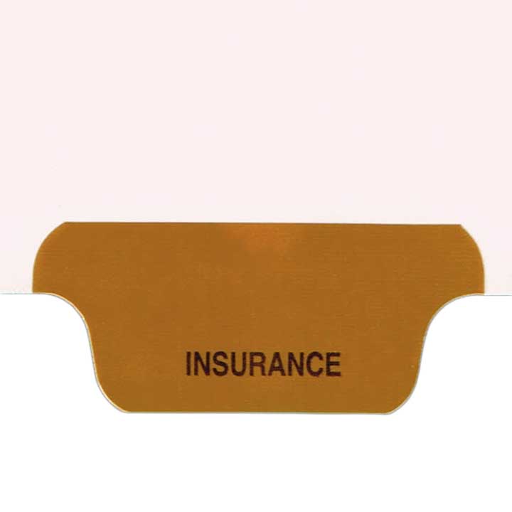 Individual Chart Divider Tabs, Insurance, Brown, Bottom Tab, 1/6th Cut, Pos. #5 (Pack of 25)