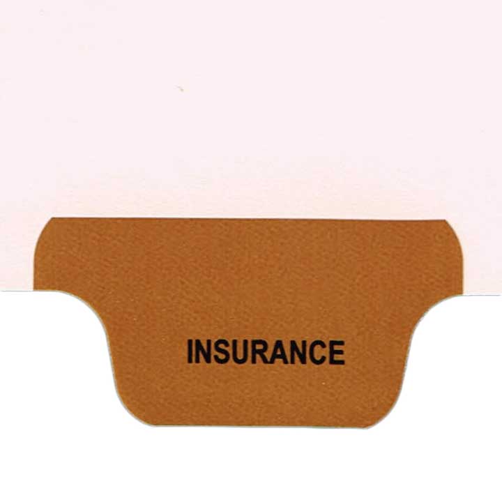 Individual Chart Divider Tabs, Insurance, Brown, Bottom Tab, 1/8th Cut, Pos. #6 (Pack of 25)