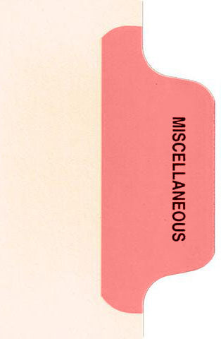 Individual Chart Divider Tabs, Miscellaneous, Pink, side Tab, 1/8th Cut, Pos. #7 (Pack of 25)