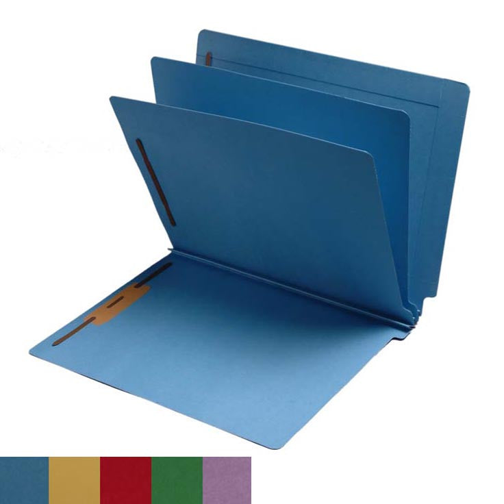 14 Pt Color Folders, 3" Expansion, Full Cut End Tab, Letter Size, 2 Dividers (Box of 15) - Nationwide Filing Supplies