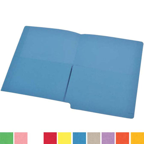 11 pt Color Folders, Full Cut End Tab, Letter Size, Dual 1/2 Pockets Inside Front and Back (Box of 50) - Nationwide Filing Supplies