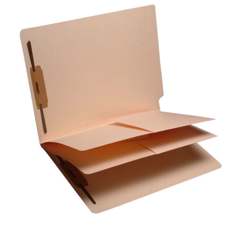 11 Pt. Manila Folders, Full Cut End Tab, Letter Size, 2 Pocket Style Dividers (Box of 25) - Nationwide Filing Supplies