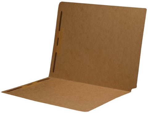 11 pt Brown Kraft Folders, Full Cut Reinforced End Tab, Letter Size, No Drop Front, Fastener Pos #1 & #3 (Box of 50) - Nationwide Filing Supplies