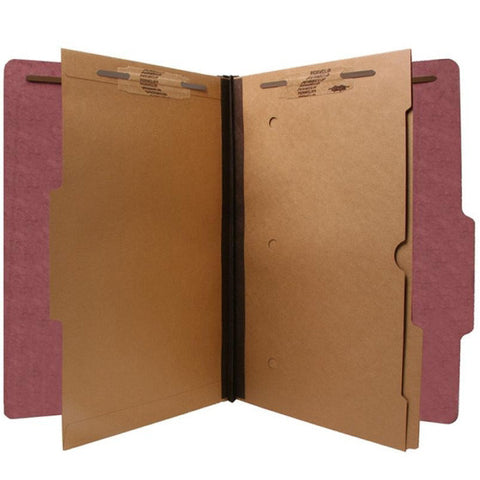 SJ Paper S61447 25 Pt Pressboard Classification Folders, 2/5 Cut ROC Top Tab, Legal Size, 2 Pocket Dividers, Carnelian Red (Box of 15) - Nationwide Filing Supplies
