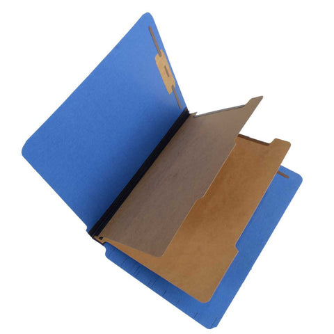SJ Paper S61433 25 Pt Pressboard Classification Folders, Full Cut End Tab, Legal Size, 2 Dividers, Royal Blue (Box of 15) - Nationwide Filing Supplies