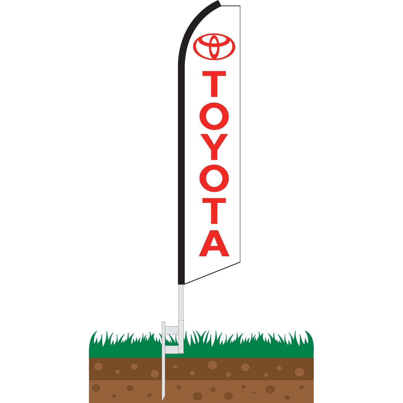 Toyota White/Red Swooper Feather Flag