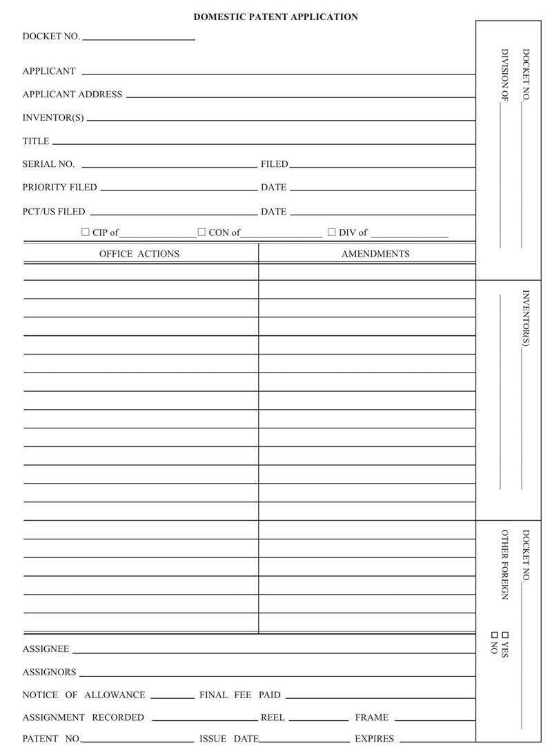 Patent and Trademark Folder, End Tab for Shelf Filing, Manila - "DOMESTIC PATENT APPLICATION" (Box of 25)
