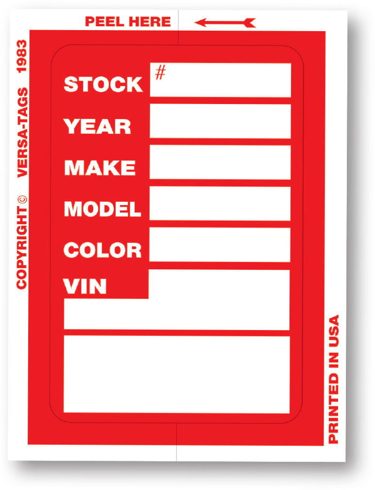 KLR-BAK "Clear Back" Window Sticker Tickets, 3" x 4" (Package of 100)