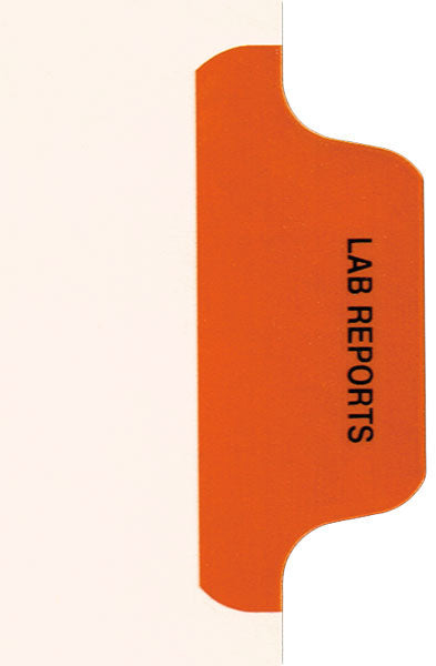 Individual Chart Divider Tabs, Lab Reports (Orange), Side Tab 1/8th Cut, Pos #3 (Pack of 50)