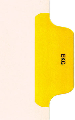 Individual Chart Divider Tabs, EKG (Yellow), Side Tab 1/8th Cut, Pos #5 (Pack of 50)
