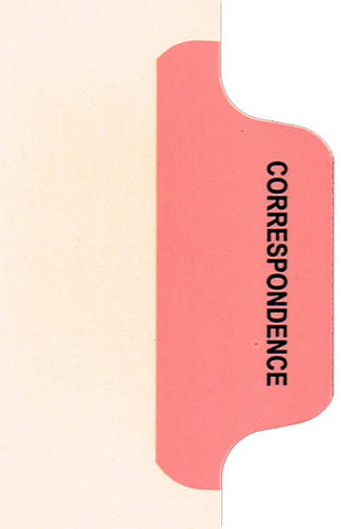 Individual Chart Divider Tabs, Correspondence (Pink), Side Tab 1/8th Cut, Pos #7 (Pack of 50)