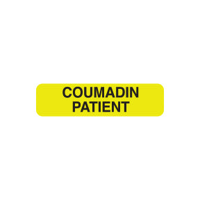 MAP228 COUMADIN PATIENT- Fluorescent Chartreuse 1-1/4" X 5/16"- Roll of 500