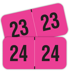 PMA Fluorescent Pink Year Labels, 3/4&quot; X 1-1/2&quot; -Rolls of 500