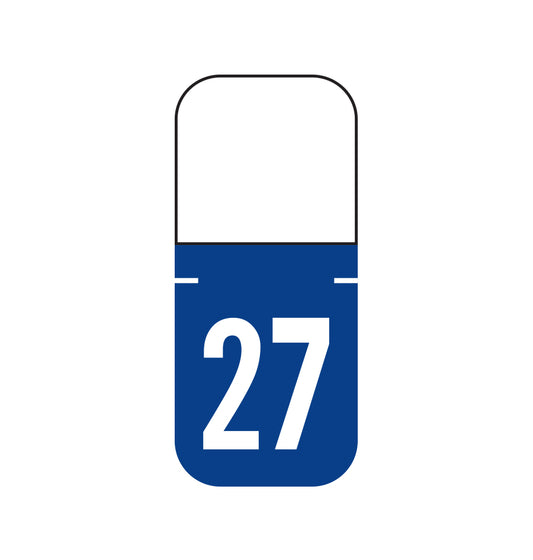 Tab 1308 Top Tab Year 27 Labels, 1-1/8" X 1/2" Vinyl- Roll of 500