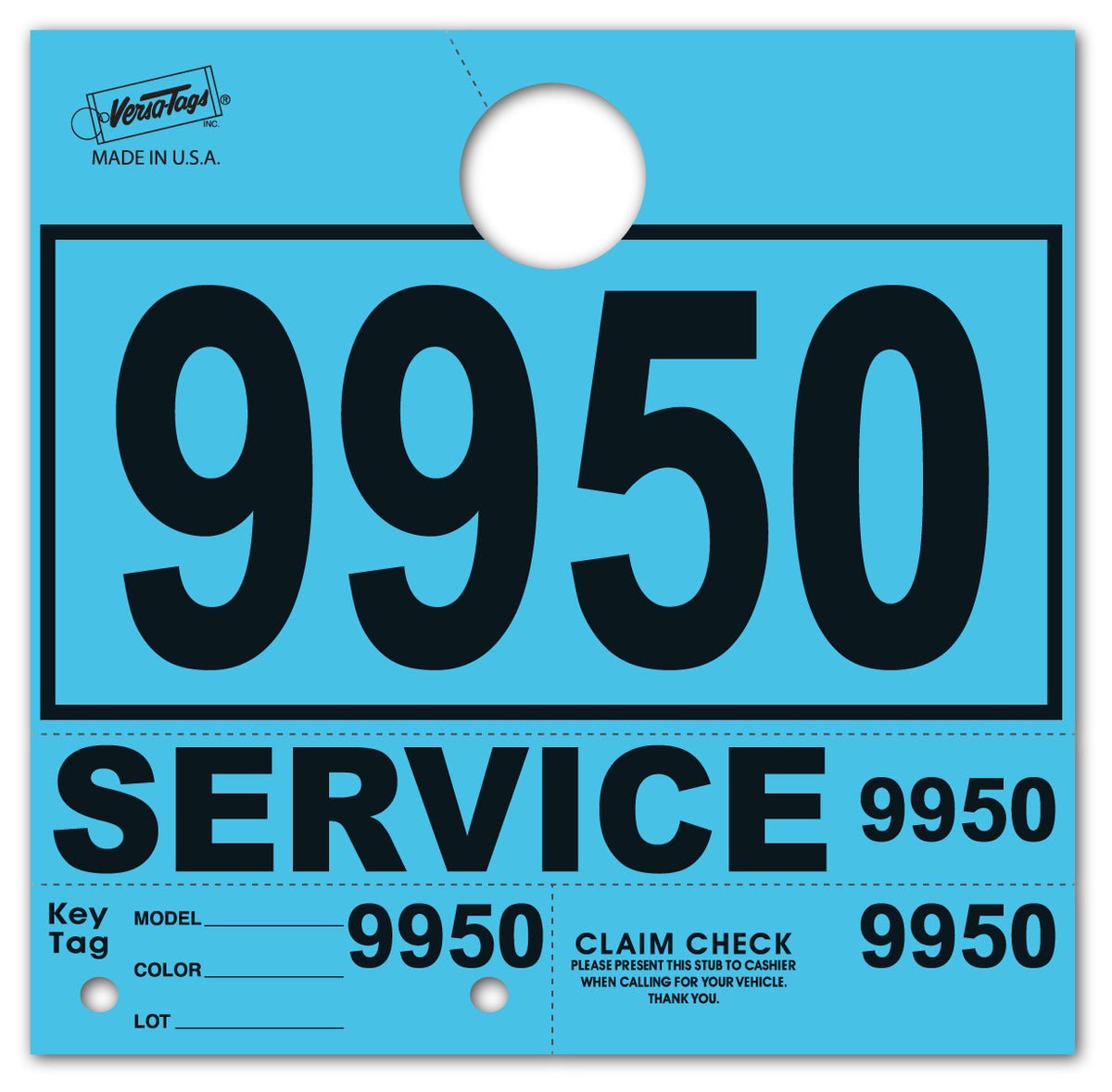 Colored 4-Part Service Dispatch Numbered Hang Tags (Package of 1000)