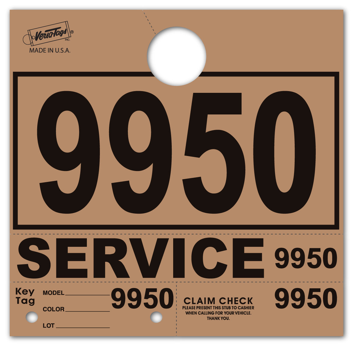 Colored 4-Part Service Dispatch Numbered Hang Tags (Package of 1000)