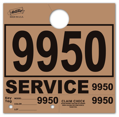 Colored 4-Part Service Dispatch Numbered Hang Tags (Package of 1000)