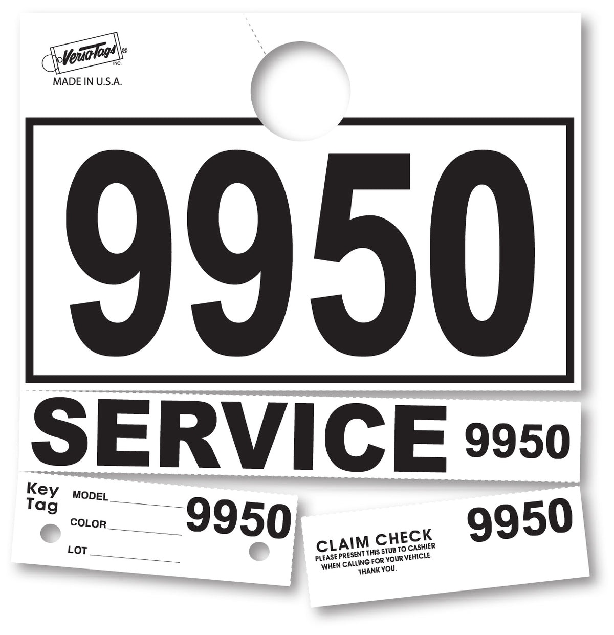 Colored 4-Part Service Dispatch Numbered Hang Tags (Package of 1000)