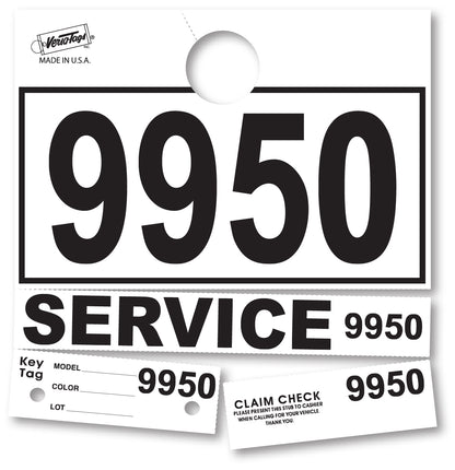 Colored 4-Part Service Dispatch Numbered Hang Tags (Package of 1000)