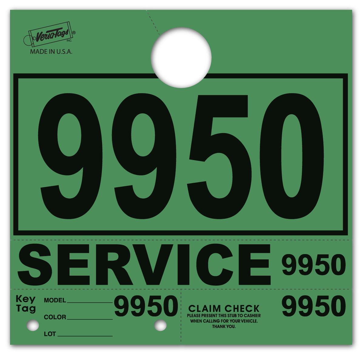 Colored 4-Part Service Dispatch Numbered Hang Tags (Package of 1000)
