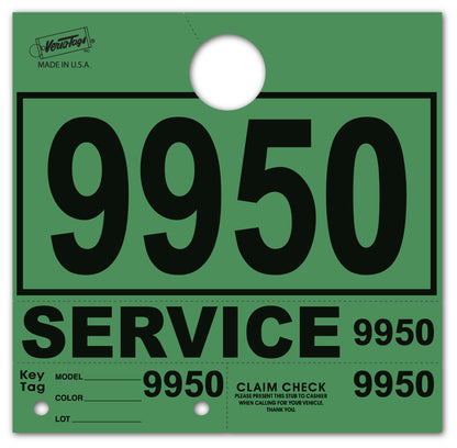 Colored 4-Part Service Dispatch Numbered Hang Tags (Package of 1000)