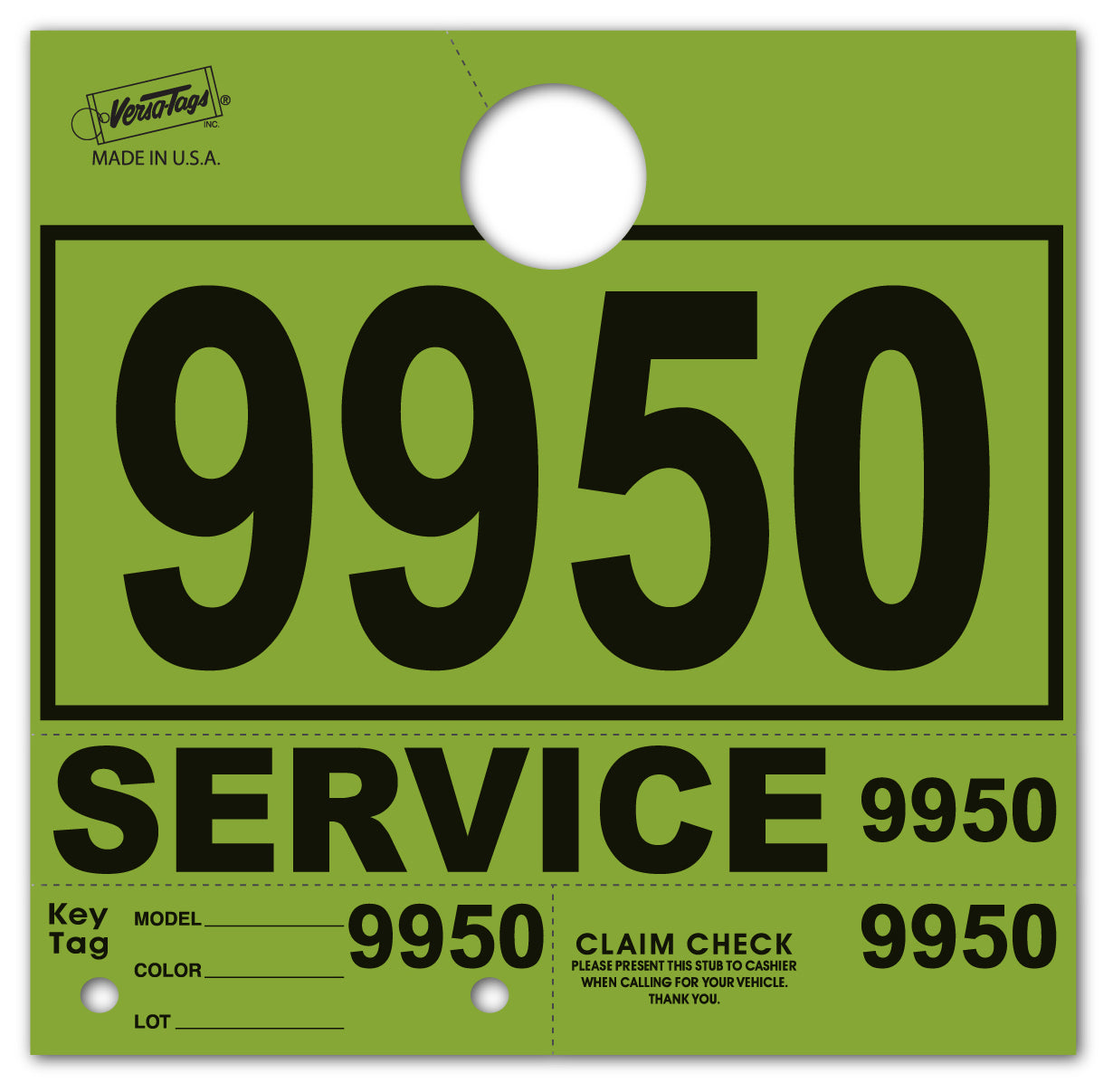 Colored 4-Part Service Dispatch Numbered Hang Tags (Package of 1000)