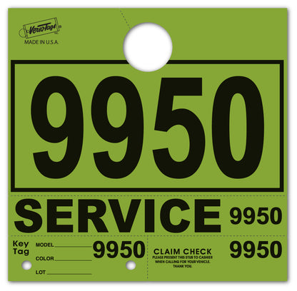 Colored 4-Part Service Dispatch Numbered Hang Tags (Package of 1000)