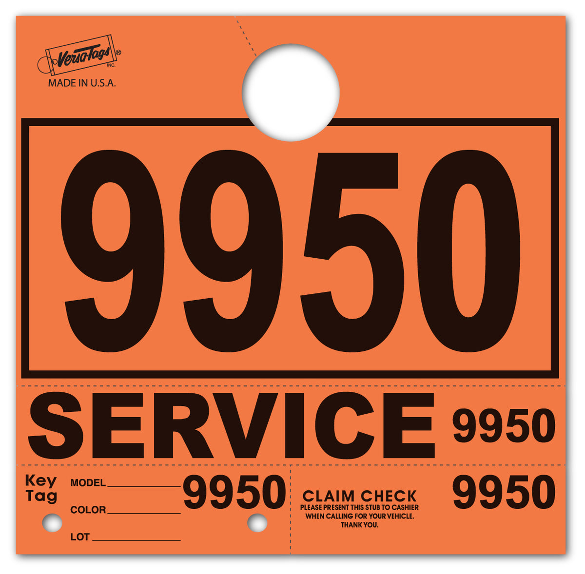 Colored 4-Part Service Dispatch Numbered Hang Tags (Package of 1000)