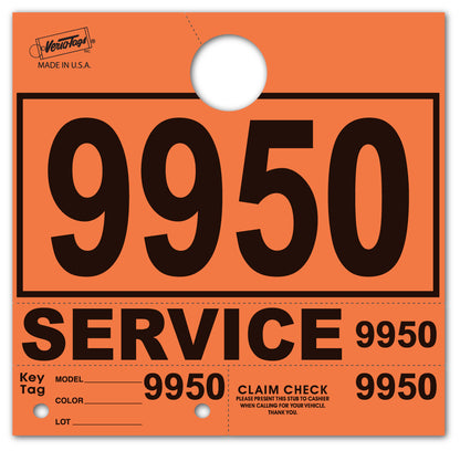 Colored 4-Part Service Dispatch Numbered Hang Tags (Package of 1000)