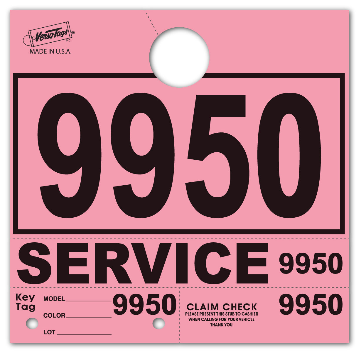 Colored 4-Part Service Dispatch Numbered Hang Tags (Package of 1000)
