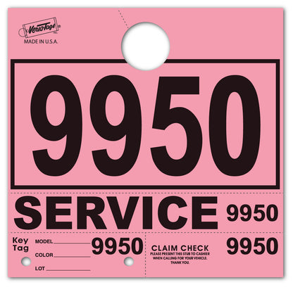 Colored 4-Part Service Dispatch Numbered Hang Tags (Package of 1000)