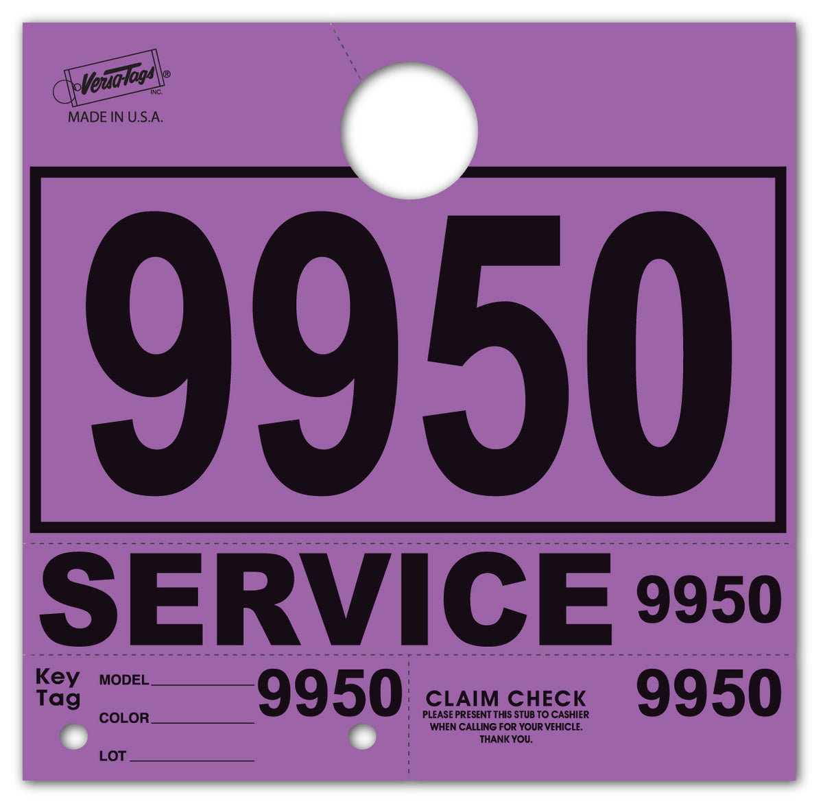 Colored 4-Part Service Dispatch Numbered Hang Tags (Package of 1000)