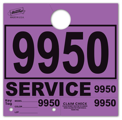 Colored 4-Part Service Dispatch Numbered Hang Tags (Package of 1000)