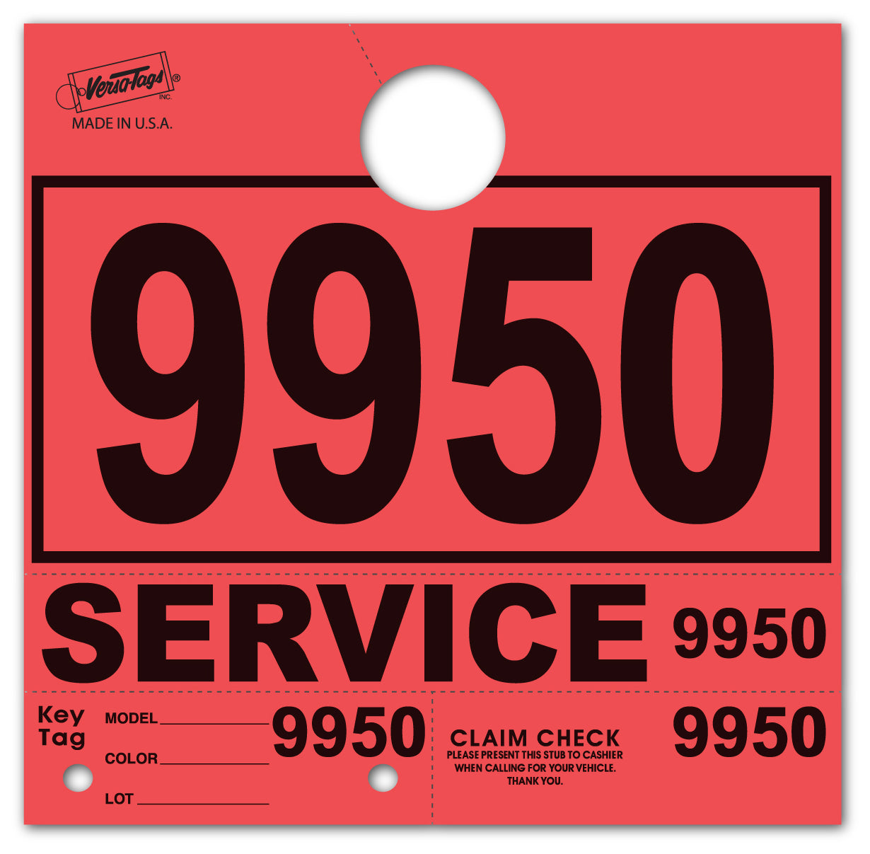Colored 4-Part Service Dispatch Numbered Hang Tags (Package of 1000)