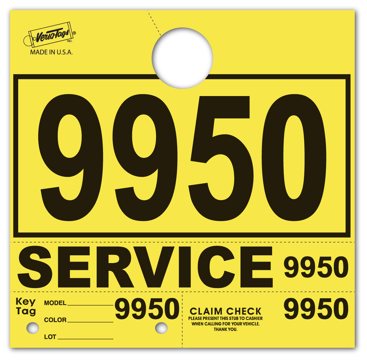 Colored 4-Part Service Dispatch Numbered Hang Tags (Package of 1000)