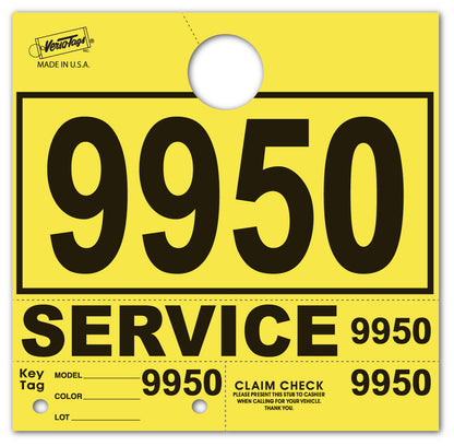 Colored 4-Part Service Dispatch Numbered Hang Tags (Package of 1000)