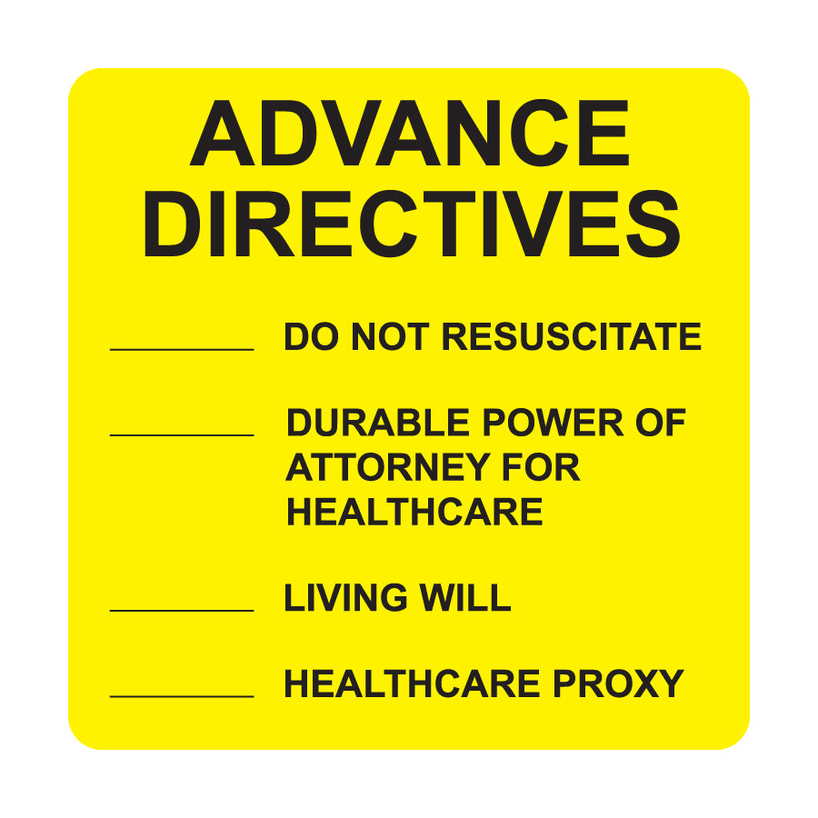 A1016 ADVANCED DIRECTIVES- Fl Yellow, 2-1/2" X 2-1/2" (Roll of 390)