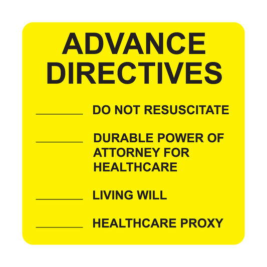 A1016 ADVANCED DIRECTIVES- Fl Yellow, 2-1/2" X 2-1/2" (Roll of 390)